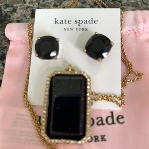 Kate Spade Black and Gold Necklace and Earrings Set